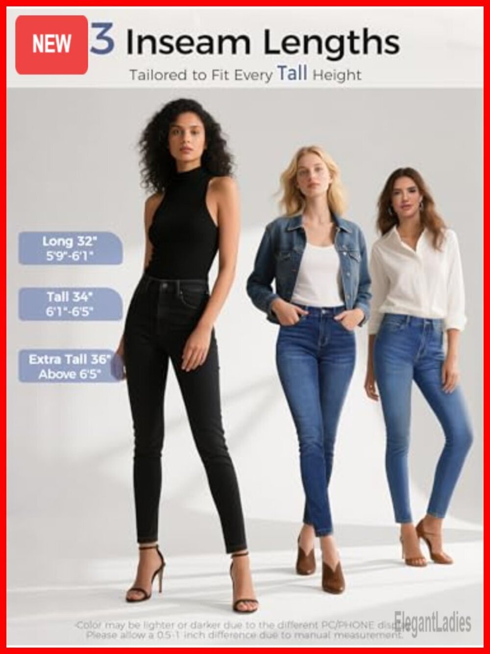 Tall Women's Skinny Jeans Mid-Rise Stretchy Slim Fit 32 to 36 Inseam - Picture 4 of 7
